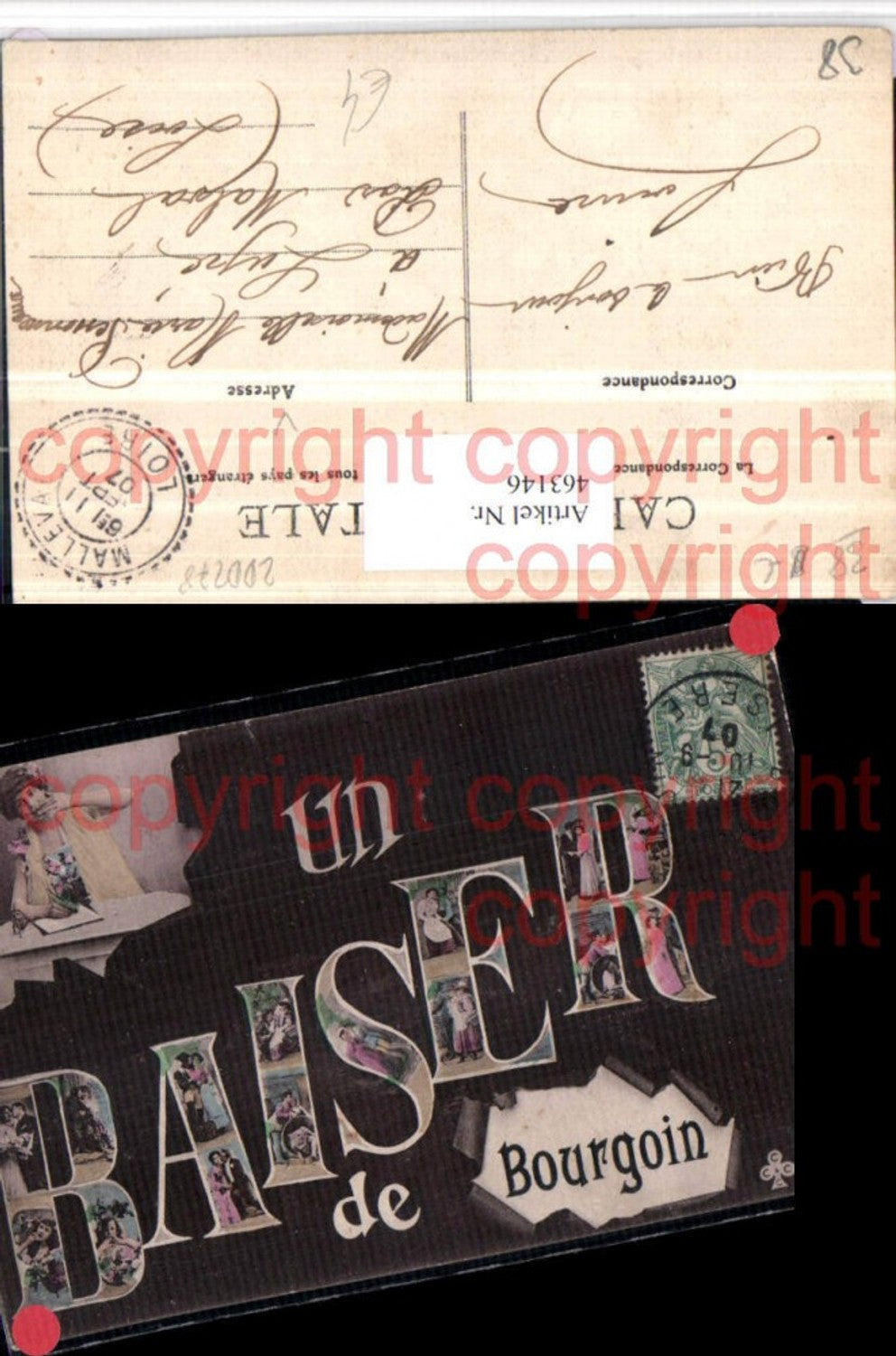 463146,Rhone-Alpes Isere Baiser de Bourgoin Liebe Paar Buchstaben Collage Mehrbildkarte