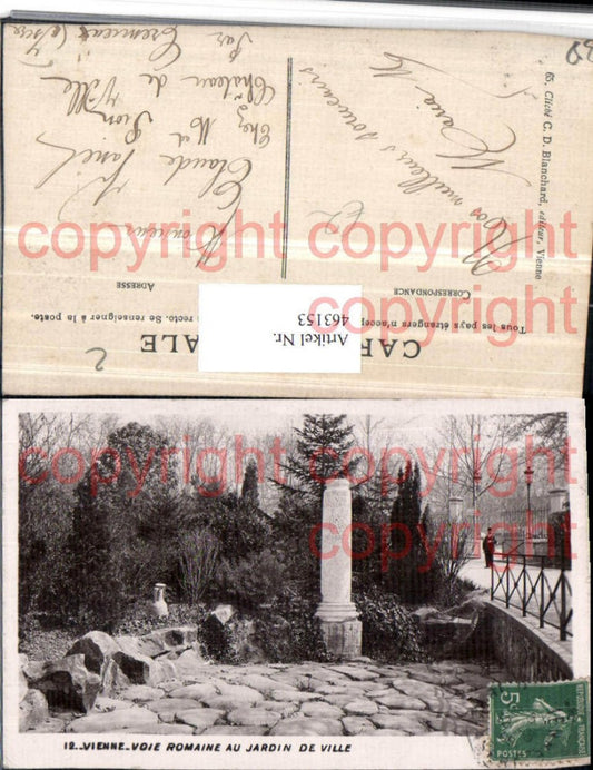 463153,Rhone-Alpes Isere Vienne Voie Romaine au Jardin de Ville Säule