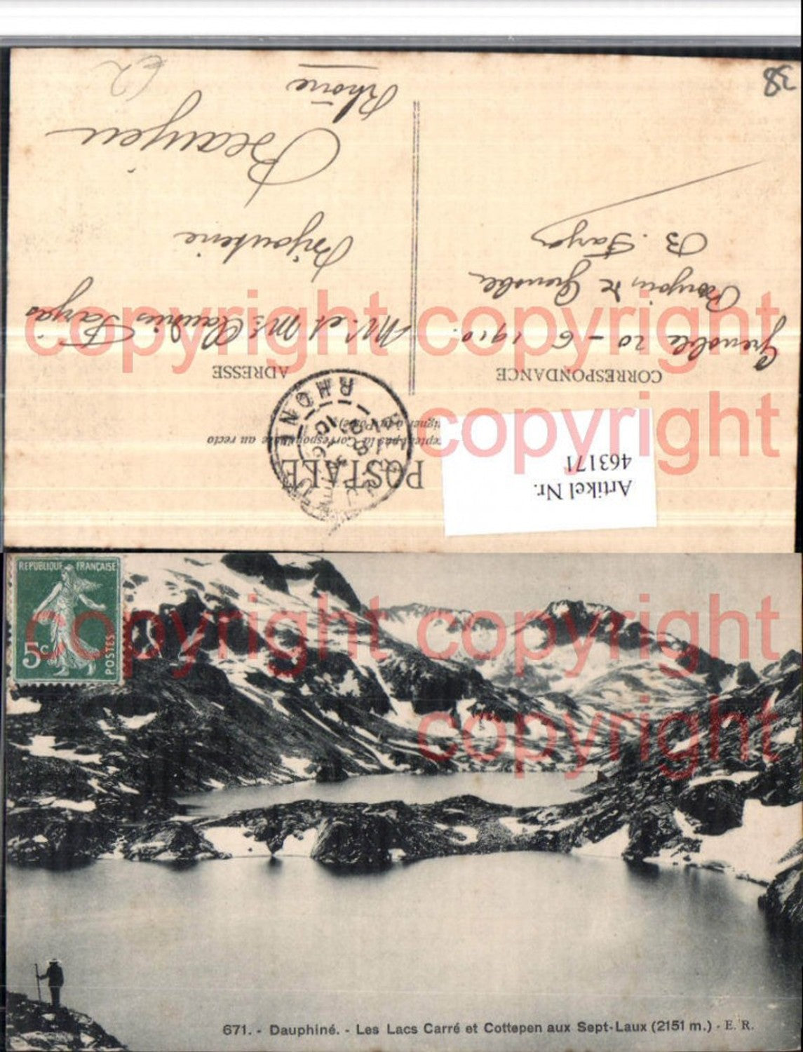 463171,Rhone-Alpes Isere Lacs Carre et Cottepen aux Sept-Laux See Bergkulisse