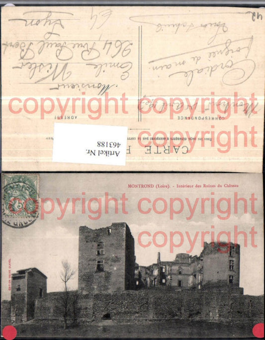 463188,Rhone-Alpes Loire Montrond Interieur des Ruines du Chateau Ruine