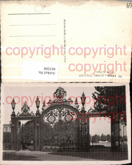 463208,Rhone-Alpes Rhone Lyon Parc Tete d'Or Entree du Parc Gittertor