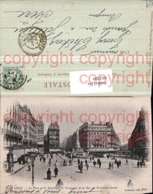 463209,Rhone-Alpes Rhone Lyon Place Republique et Rue President Carnot