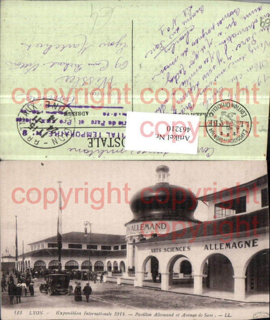 463210,Rhone-Alpes Rhone Lyon Exposition Internationale 1914 Pavillon Allemand