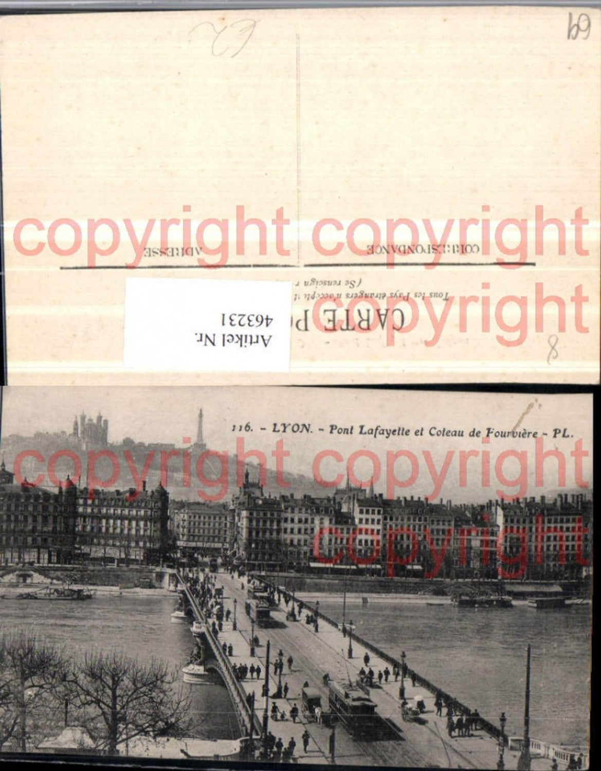 463231,Rhone-Alpes Rhone Lyon Pont Lafayette et Coteau Fourviere Brücke