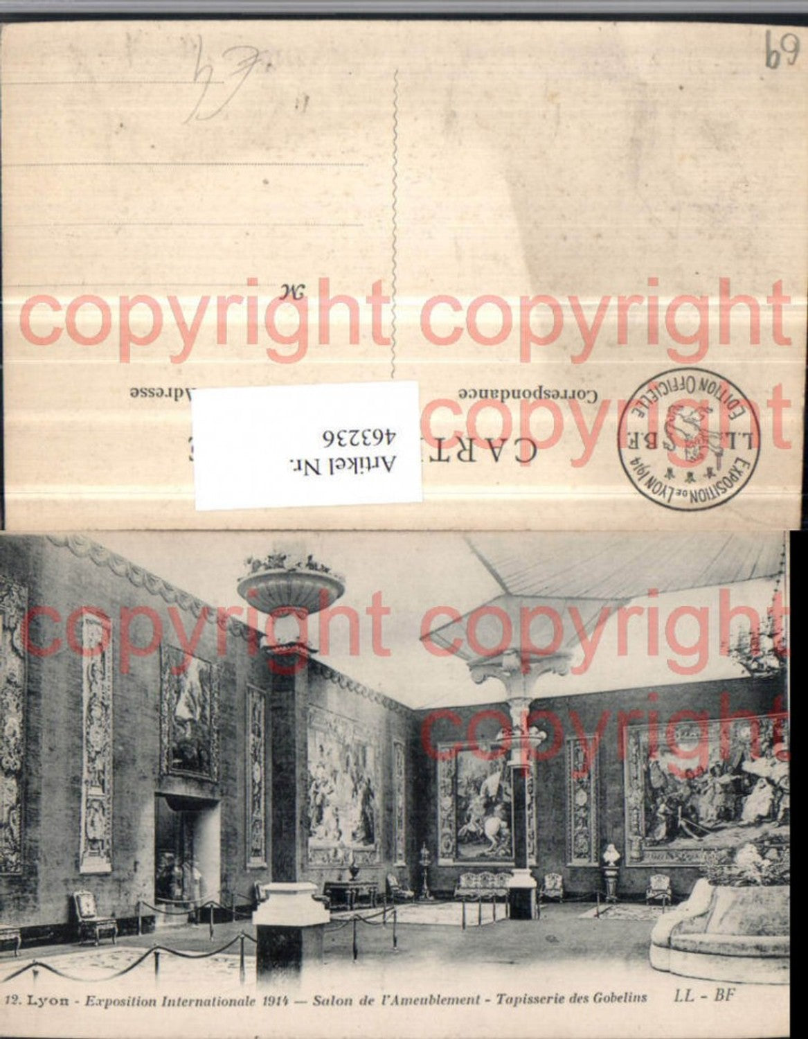 463236,Rhone-Alpes Rhone Lyon Exposition Internationale 1914 Salon Ameublement