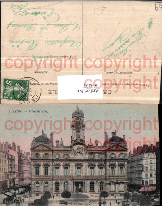 463237,Rhone-Alpes Rhone Lyon Hotel de Ville Rathaus
