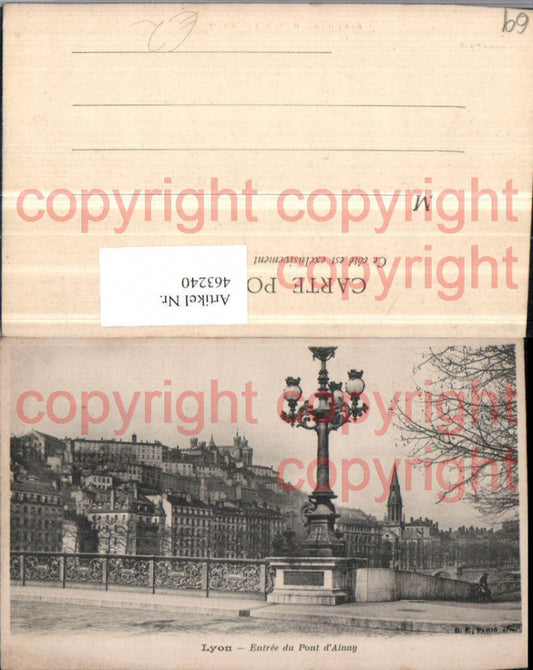 463240,Rhone-Alpes Rhone Lyon Entree du Pont Ainay Teilansicht Laterne