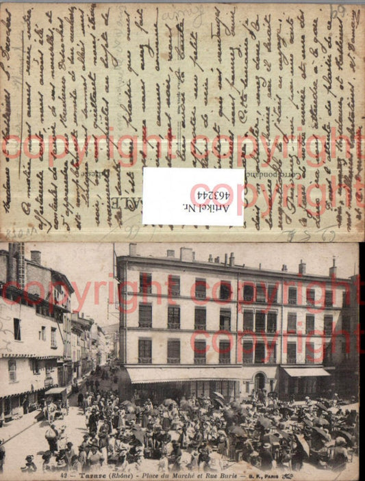 463244,Rhone-Alpes Rhone Tarare Place du Marche et Rue Burie Markt Gasse