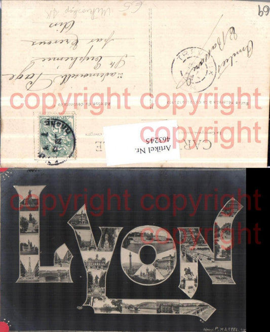 463245,Mikroskop AK Rhone-Alpes Rhone Lyon Buchstaben Collage Mehrbildkarte