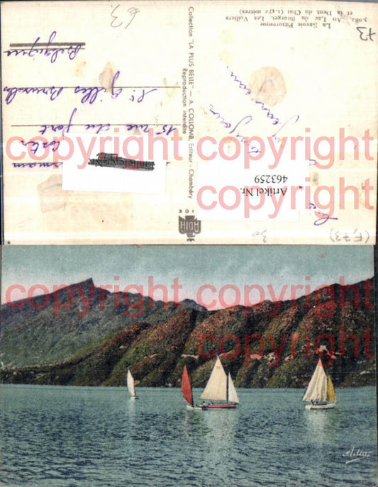 463259,Rhone-Alpes Savoie Lac du Bourget Voiliers et Dent du Chat See Segelboote