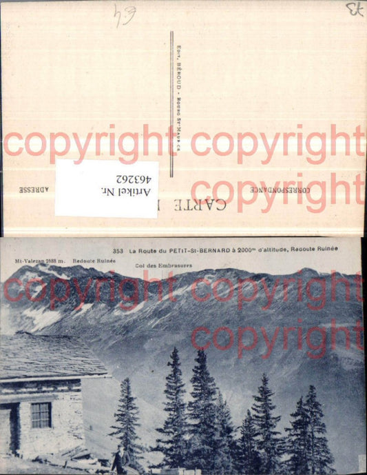 463262,Rhone-Alpes Savoie Route Petit-St-Bernard Radoute Ruinee Bergkulisse
