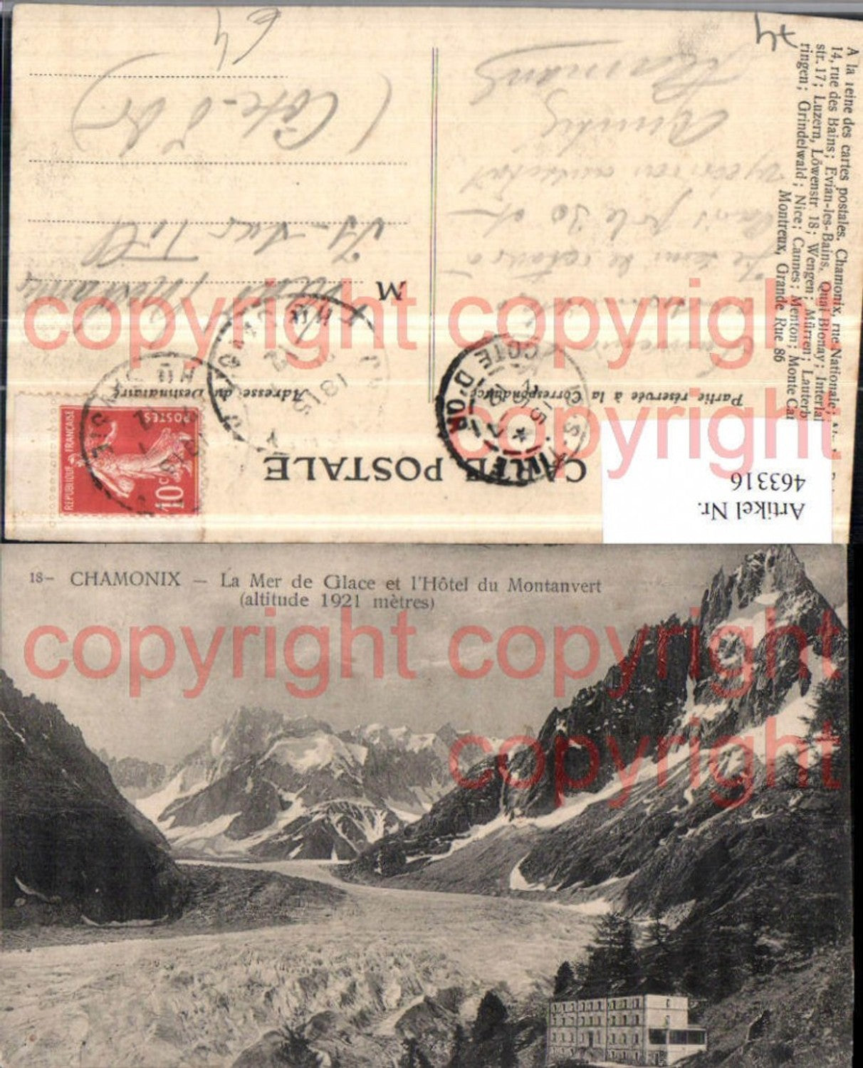 463316,Rhone-Alpes Haute-Savoie Chamonix Mer Glace et Hotel Montanvert Gletscher