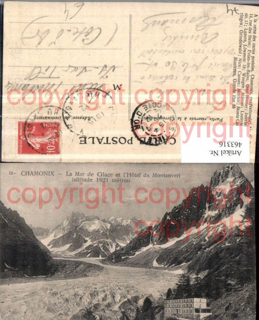 463316,Rhone-Alpes Haute-Savoie Chamonix Mer Glace et Hotel Montanvert Gletscher