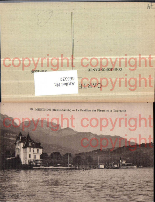 463332,Rhone-Alpes Haute-Savoie Menthon Pavillon des Fleurs et Tournette Bergkulisse