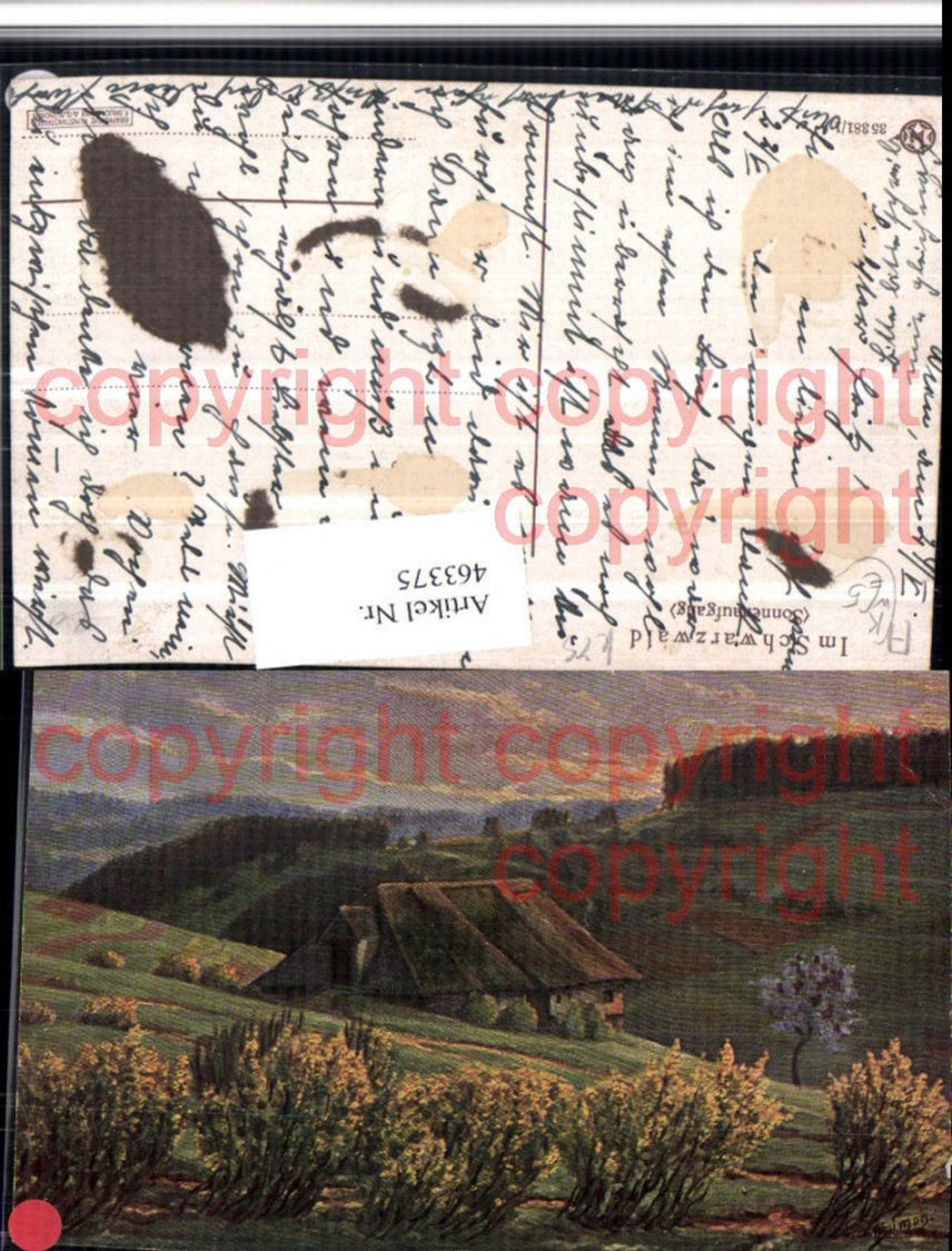 463375,Künstler AK A. Simon Schwarzwald Sonnenaufgang Landschaft