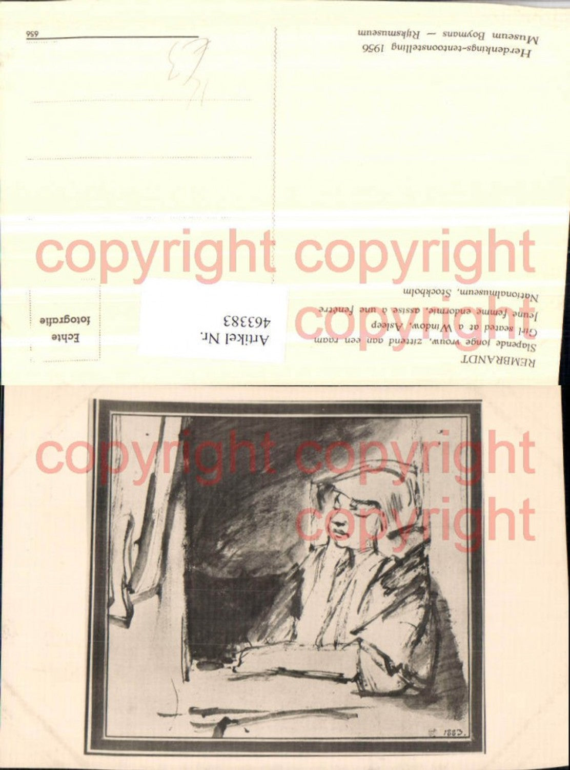 463383,Künstler AK Rembrandt Girl seated at a Wndow asleep Mädchen Fenster