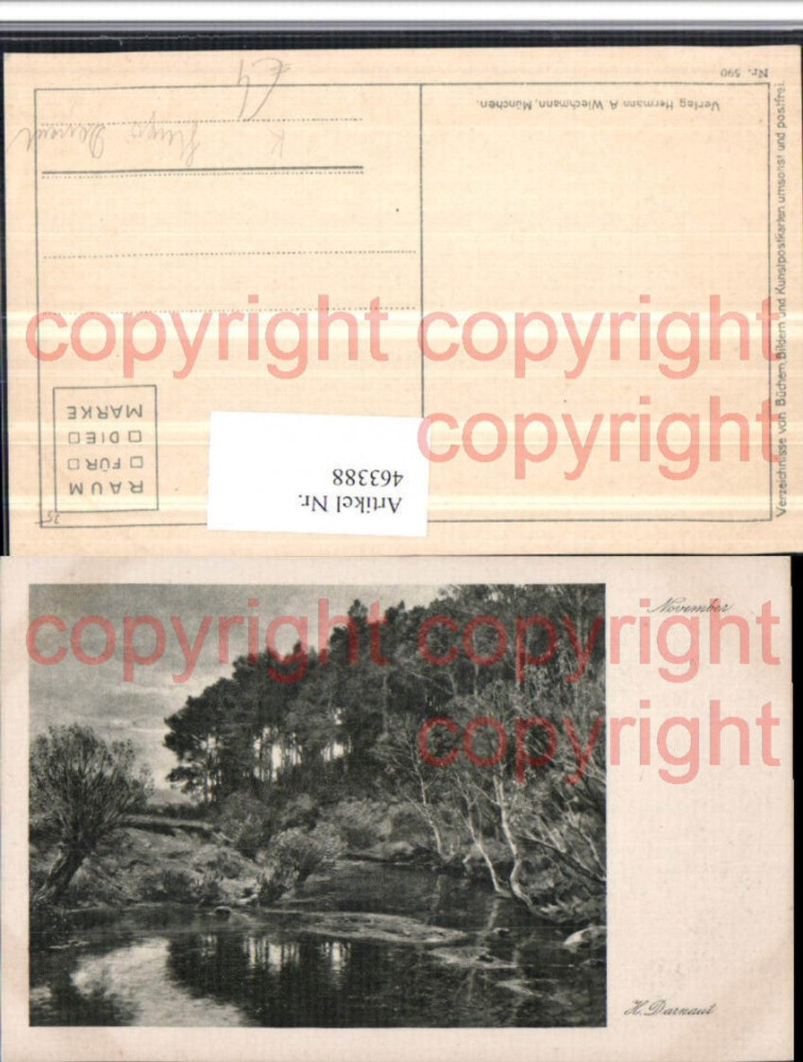 463388,Künstler AK Hugo Darnaut November Landschaft Fluss Wald