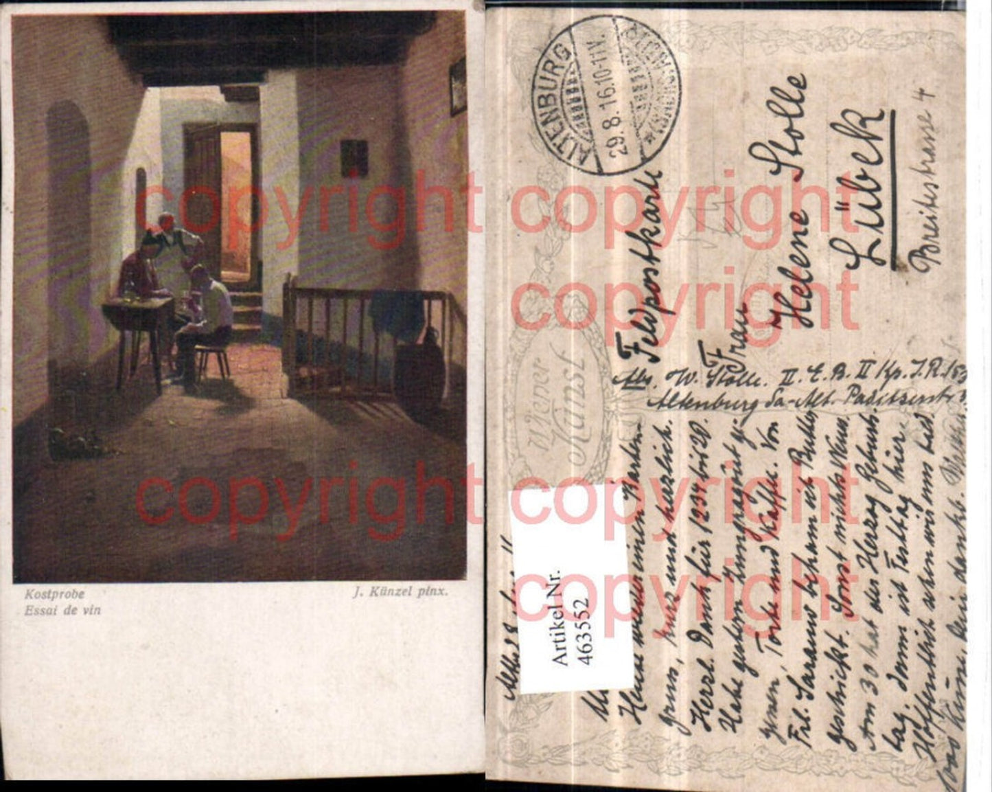 463552,Künstler AK J. Künzel Kostprobe Wein pub B.K.W.I.
