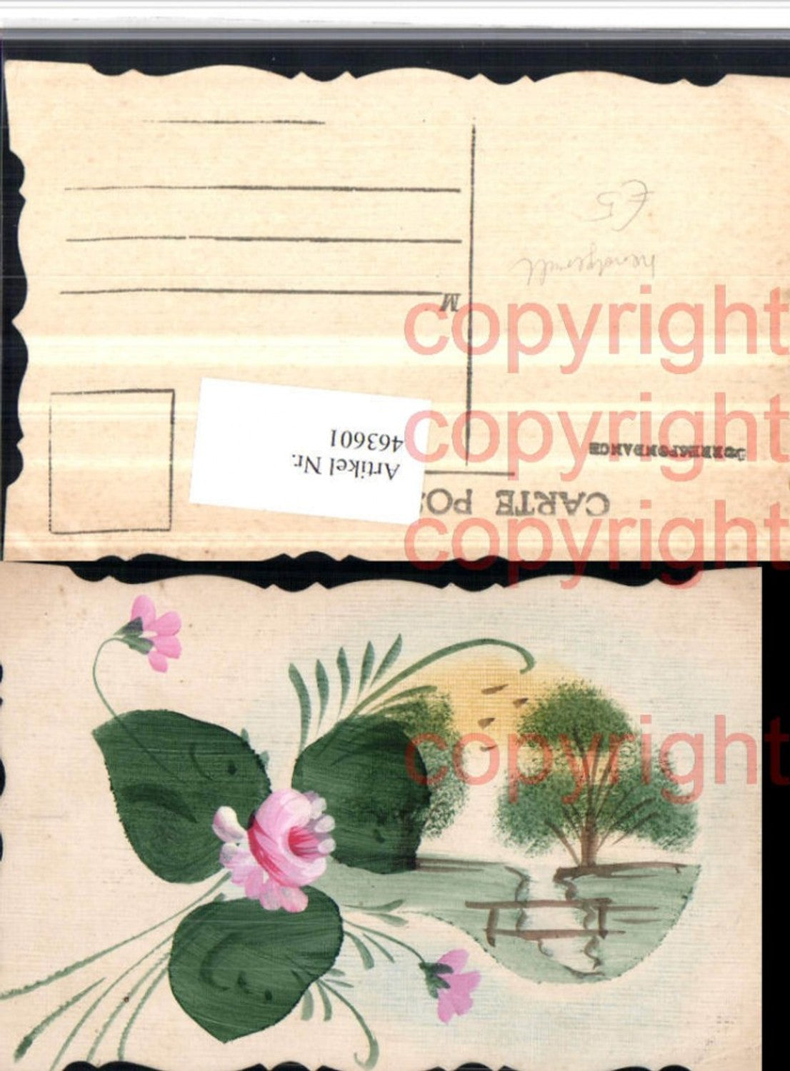 463601,Künstler AK Handgemalt Landschaft Bäume Blumen