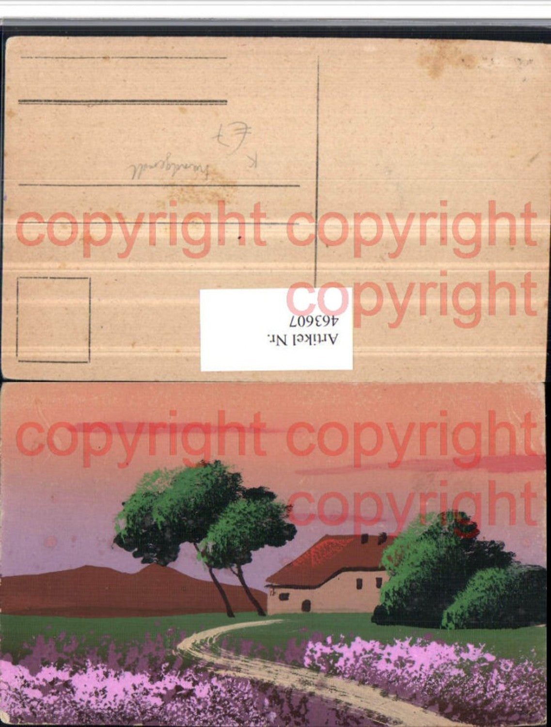 463607,Künstler AK Handgemalt Landschaft Haus Bäume