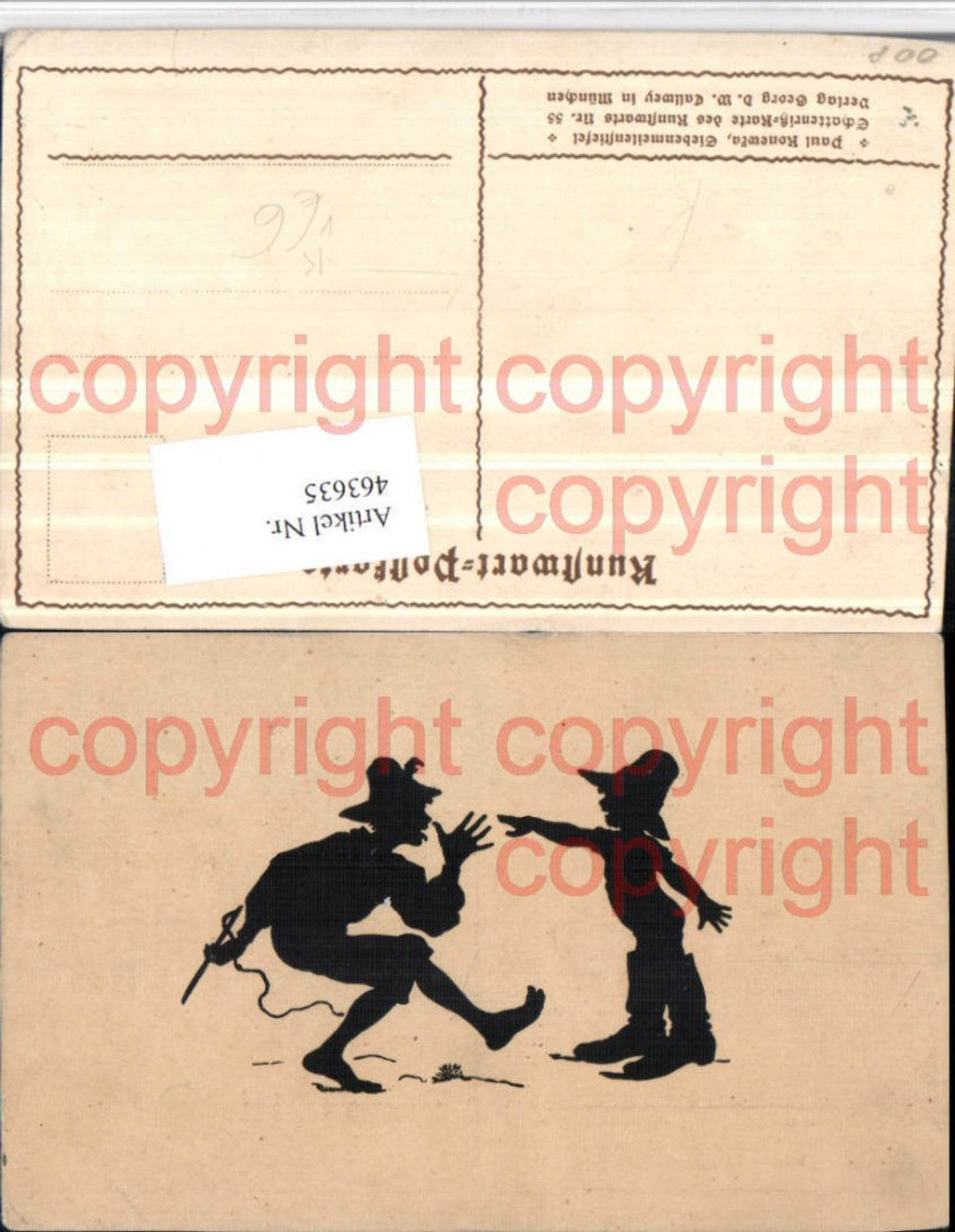 463635,Künstler AK Scherenschnitt Silhouette P. Konewka Siebenmeilenstiefel pub G. Callwey