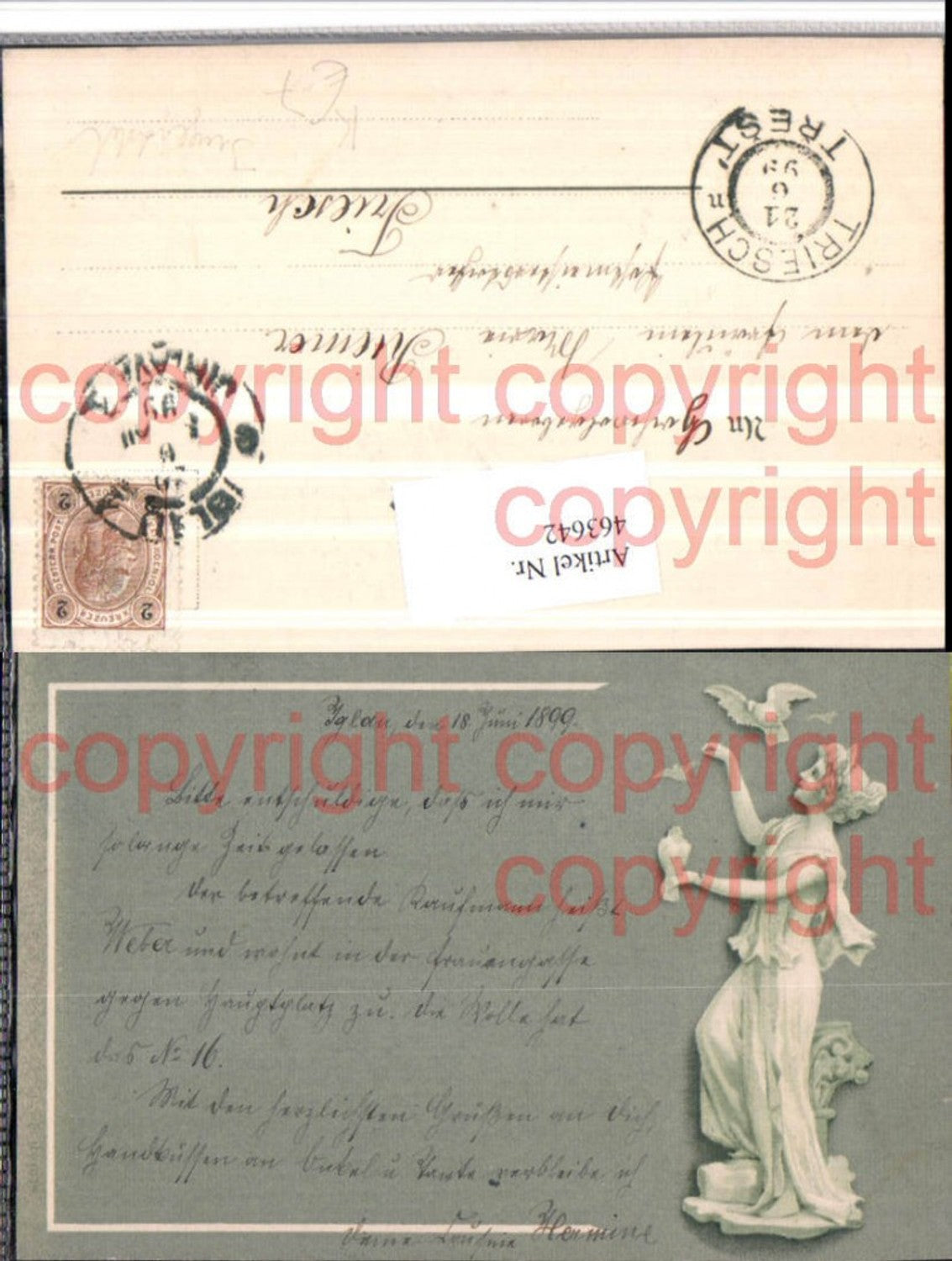 463642,Jugendstil Künstler AK Frau Kleid Tauben Vögel