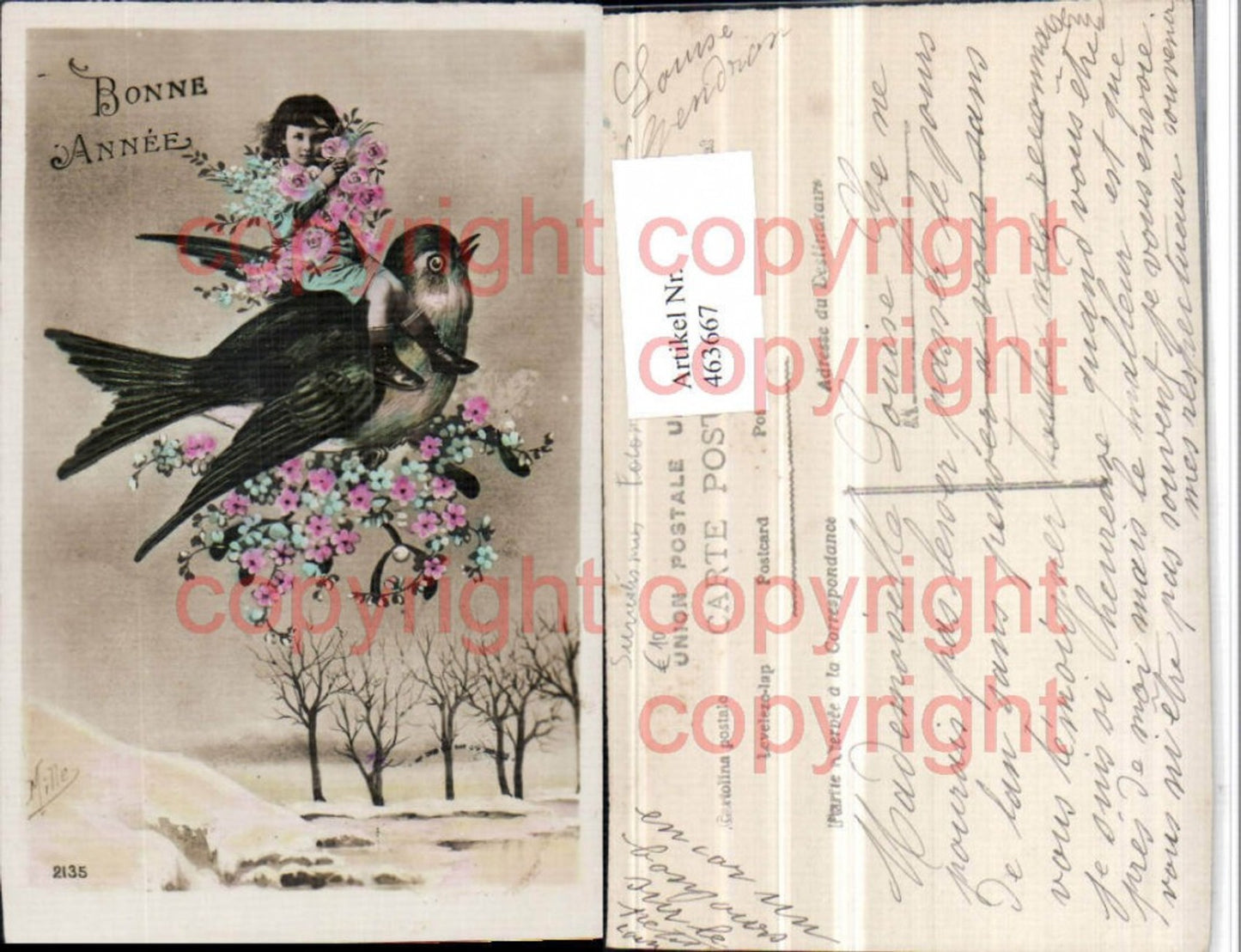 463667, Photomontage Surrealism Girl flies on swallow bird flowers