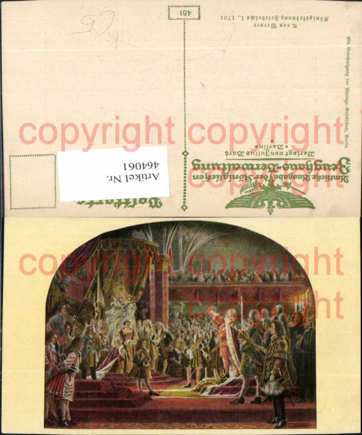 464061,Künstler Ak Werner Königskrönung Friedrichs I 1701 Adel Monarchie Deutschland