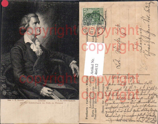 464112,Künstler Ak W. Schmidt Schiller Park Weimar Schillerbank Kunst Wissenschaft
