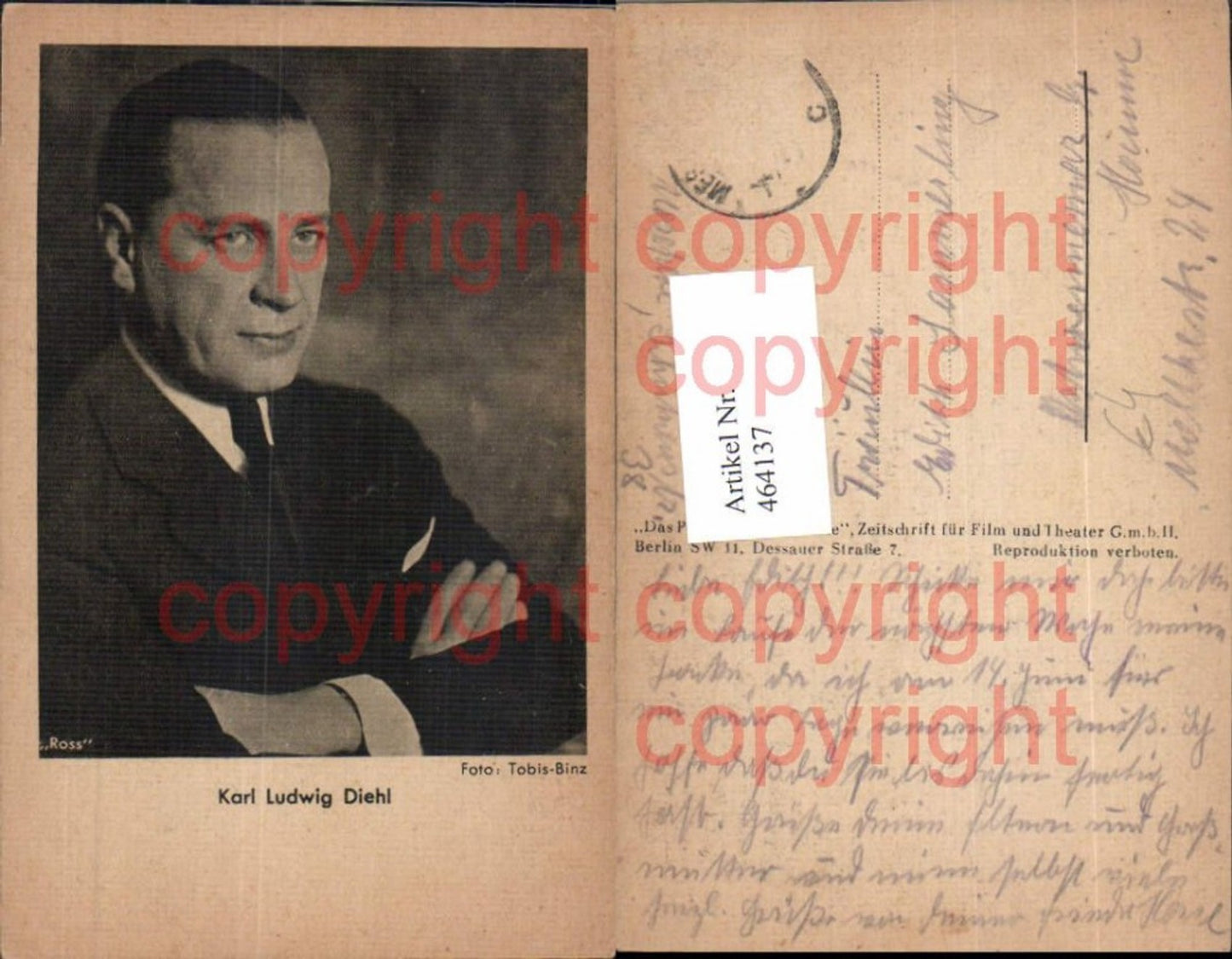 464137,Schauspieler Karl Ludwig Diehl pub Ross