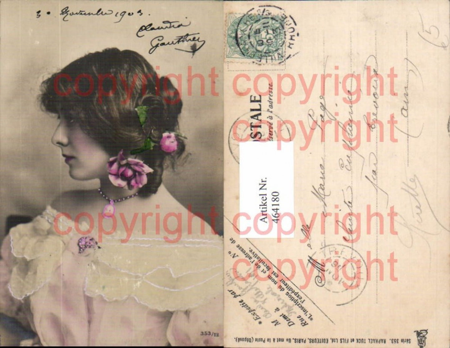 464180,Frau Edwardian Girl Halsband Rose i. Haar Glamour