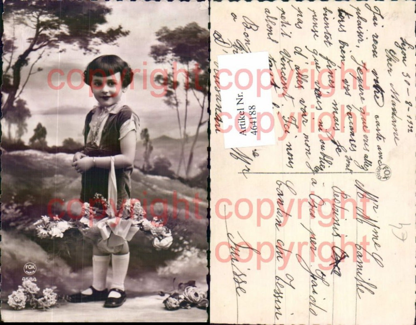 464188,Kind Edwardian Child Korb m. Blumen