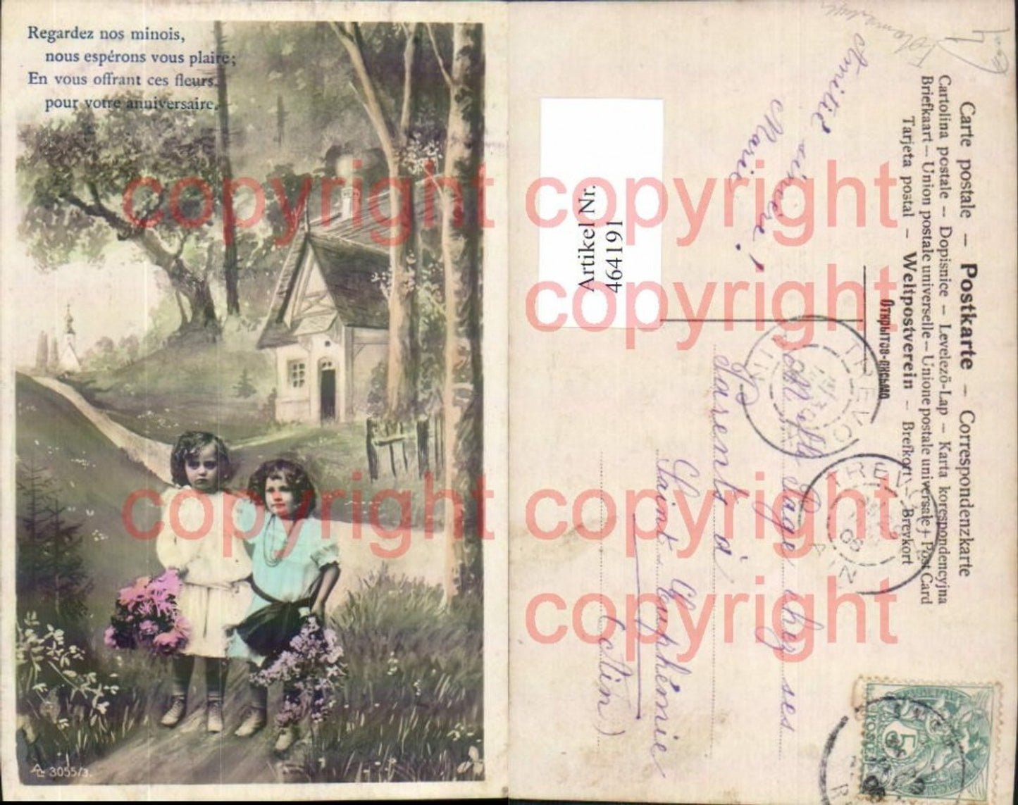464191,Fotomontage Kinder Edwardian Children Haus i. Wald