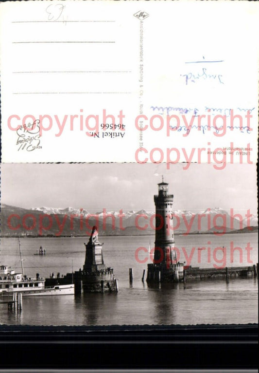 464566,Leuchtturm Lindau a. Bodensee Hafeneinfahrt Löwendenkmal Schiff Dampfer
