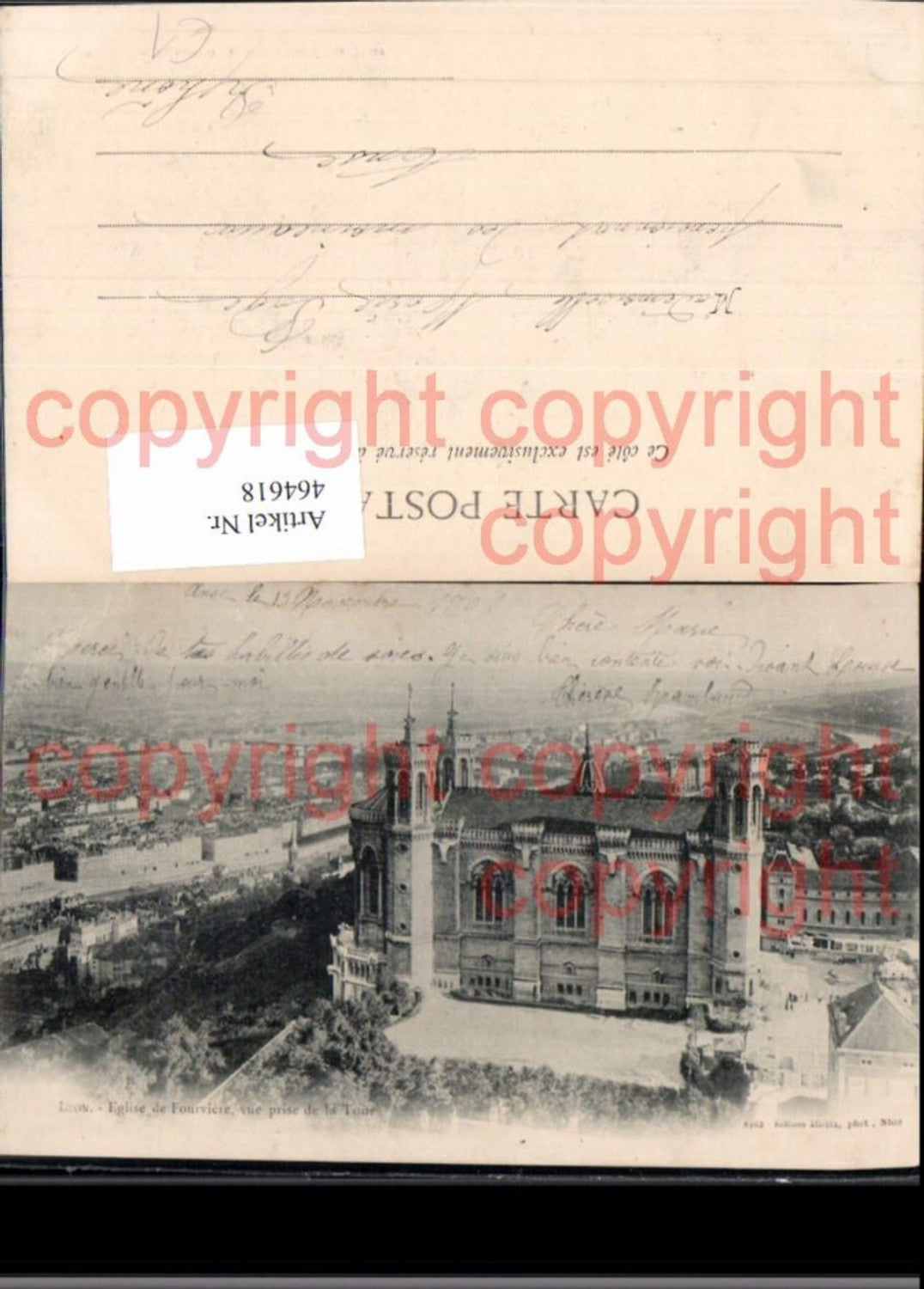 464618,Kirche Lyon Eglise de Fourviere vue prise de la Tour