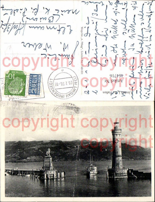 464716,Leuchtturm Lindau a. Bodensee Hafeneinfahrt Schiff Dampfer