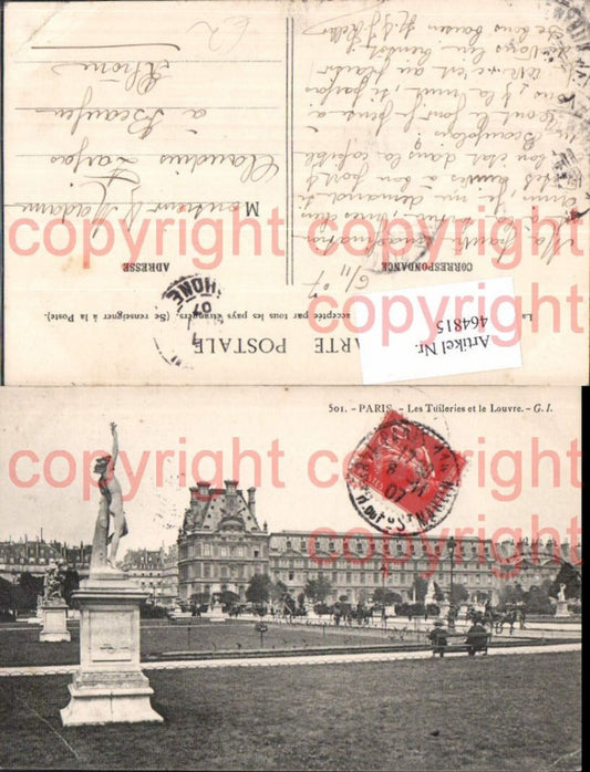 464815,Paris Les Tuileries et le Louvre Statue Monument