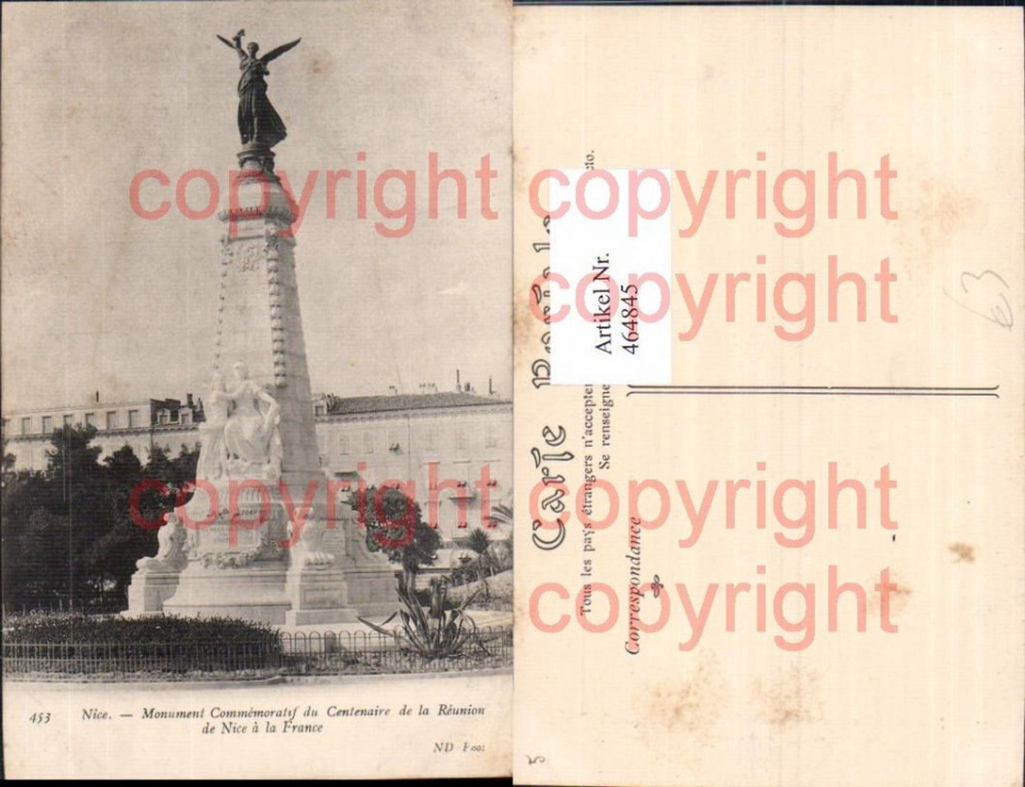 464845,Nice Nizza Statue Monument Commemoratif du Centenaire de la Reunion