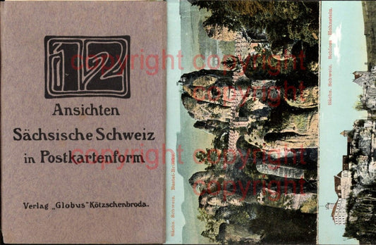 465046,12 Klappkarten i. Mappe Sächsiche Schweiz Wehlen Rathen pub Globus Kötzschenbroda