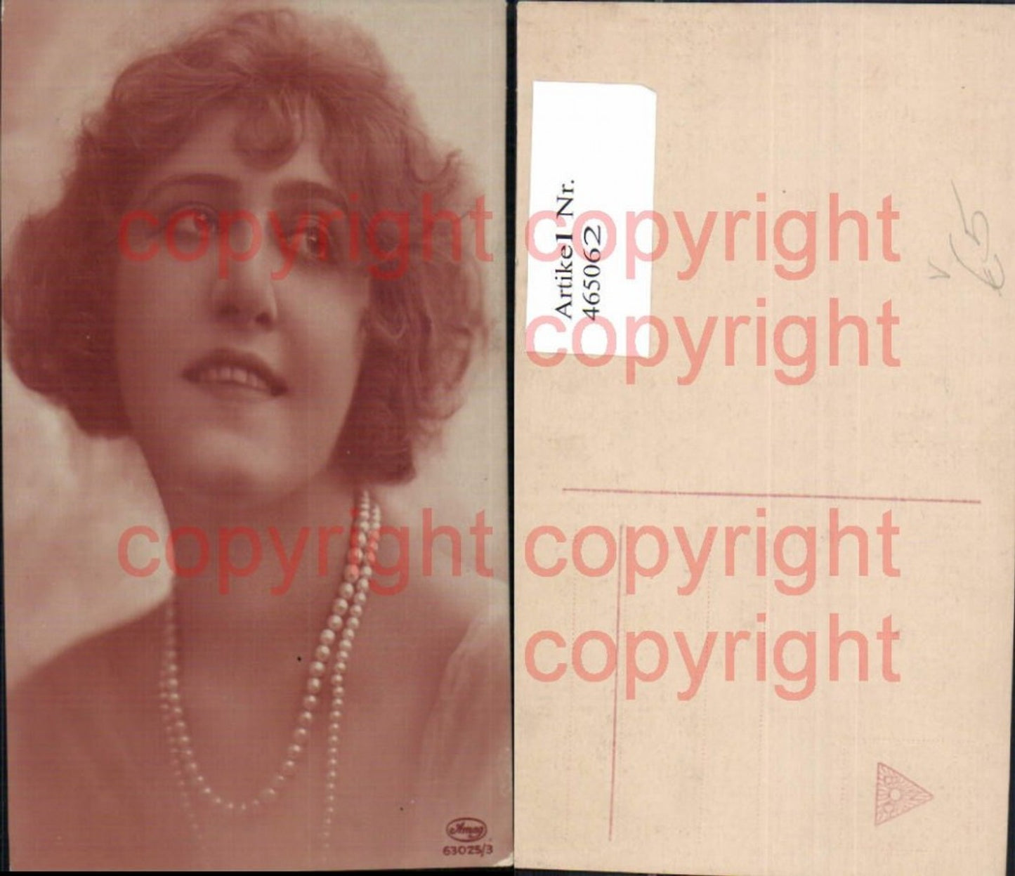465062,Frau Perlenkette Schmuck French Deco photo postcard pub Amag 63025/3