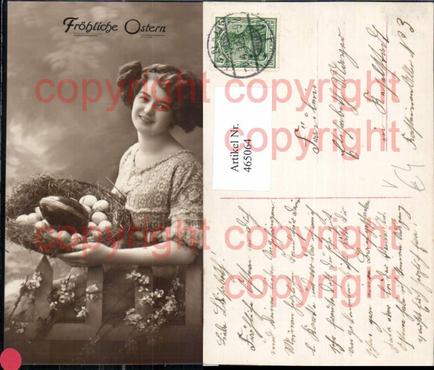 465064,Frau Mädchen Cute Girl Osternest postcard pub RPH SBW 4347/48