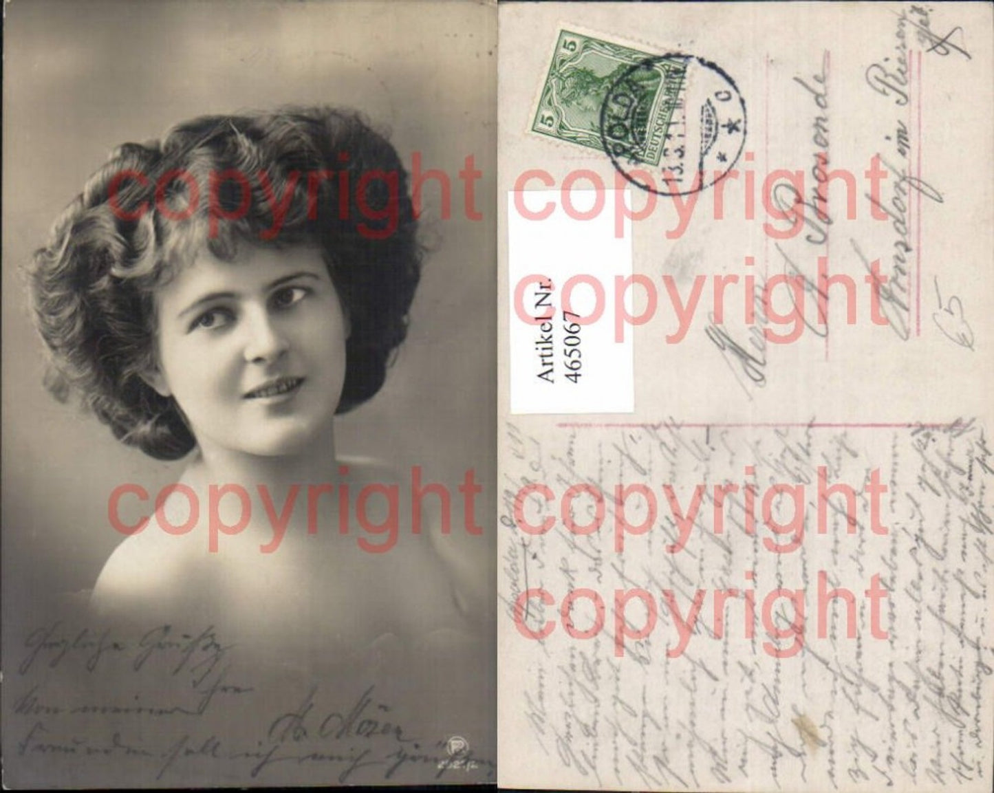 465067,Frau Portrait Profile Pose Edwardian Girl photo postcard pub RPH 2921/2