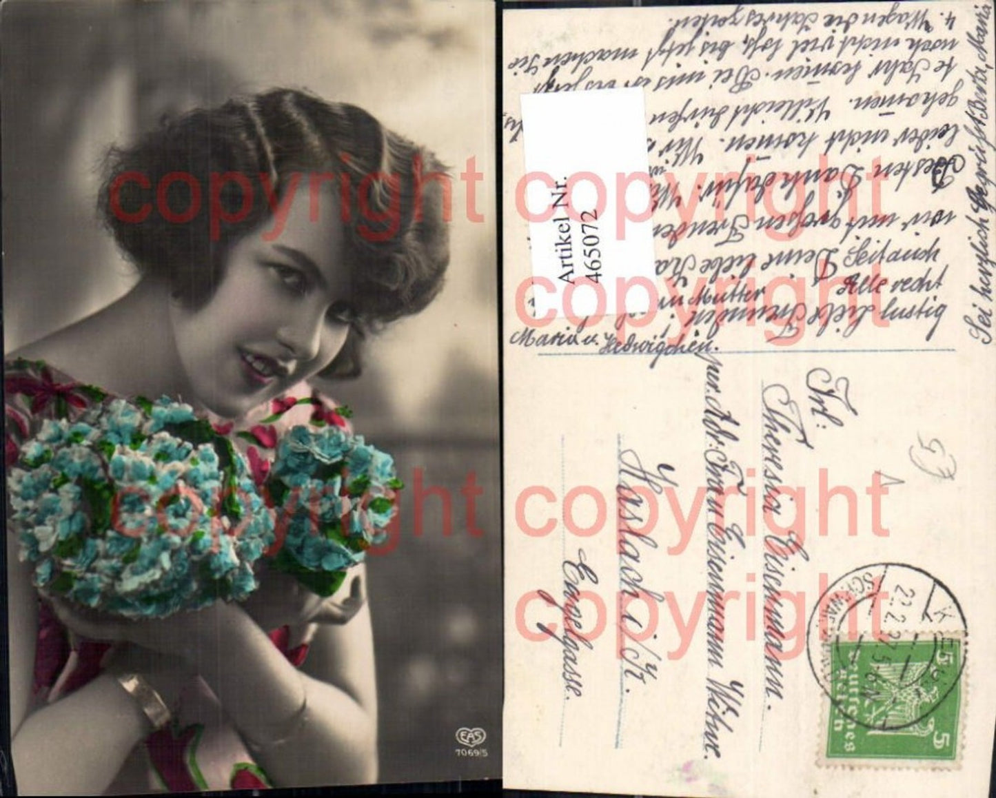 465072,Frau Portrait Armreif Schmuck Blumen pub EAS 7069/5