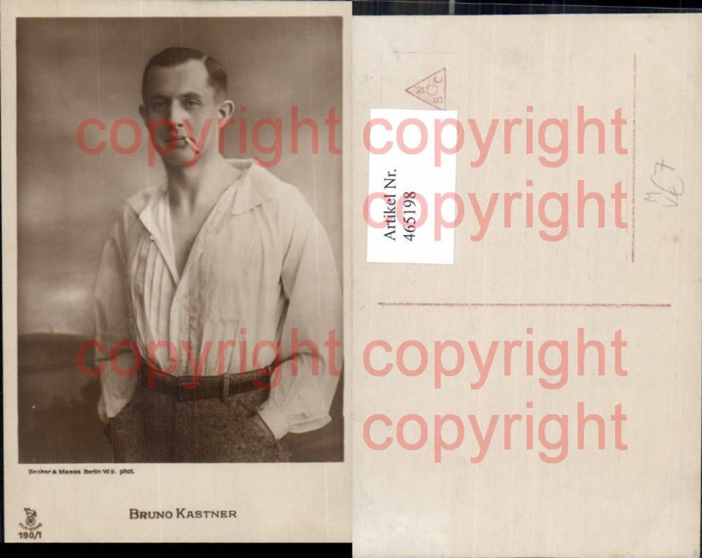 465198,Schauspieler Bruno Kastner Rauchen pub RPH Filmsterne 190/1