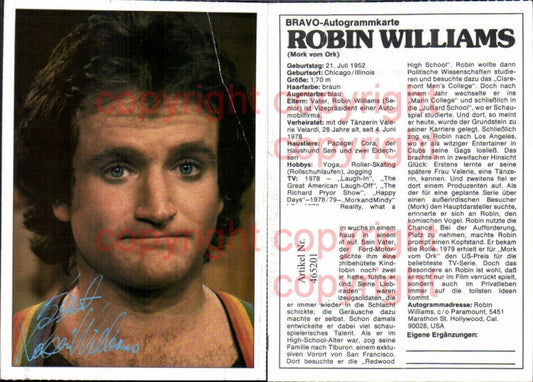 465201,Schauspieler Robin Williams Bravo Autogrammkarte