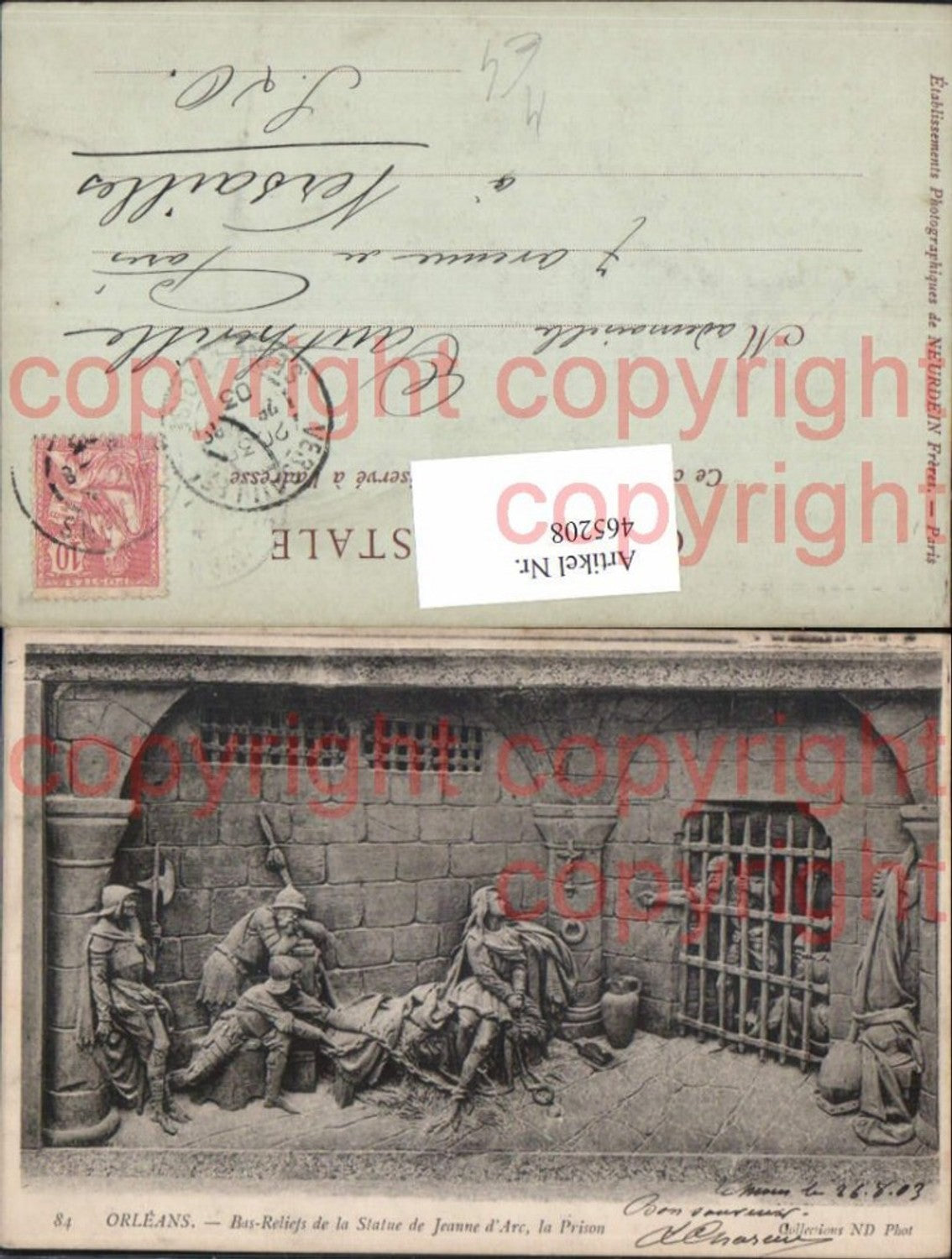 465208,Orleans Ras-Relief de la Statue de Jeanne d Arc la Prison Kunst Wissenschaft