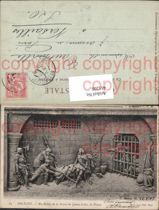465208,Orleans Ras-Relief de la Statue de Jeanne d Arc la Prison Kunst Wissenschaft