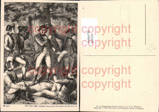 465216,Th. von Oer Schiller liest Freunden vor Kunst Wissenschaft pub F. A. Ackermann 162/1919