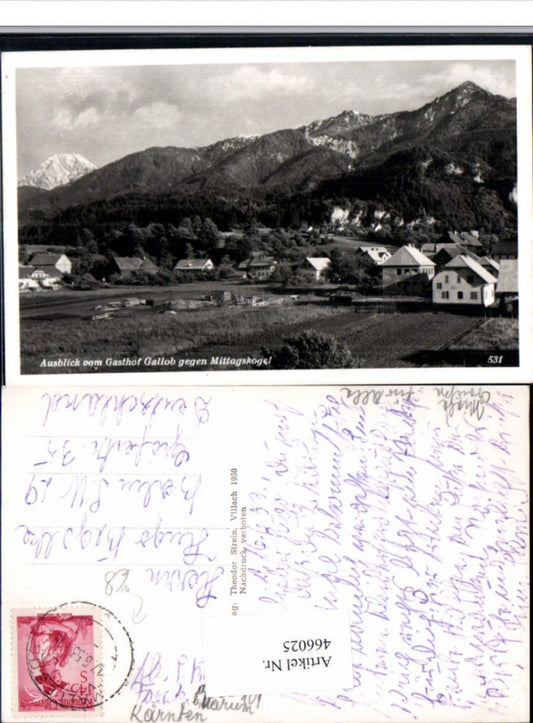 466025,Ausblick v. Gasthof Gallob b. Mallestig geg. Mittagskogel Bergkulisse