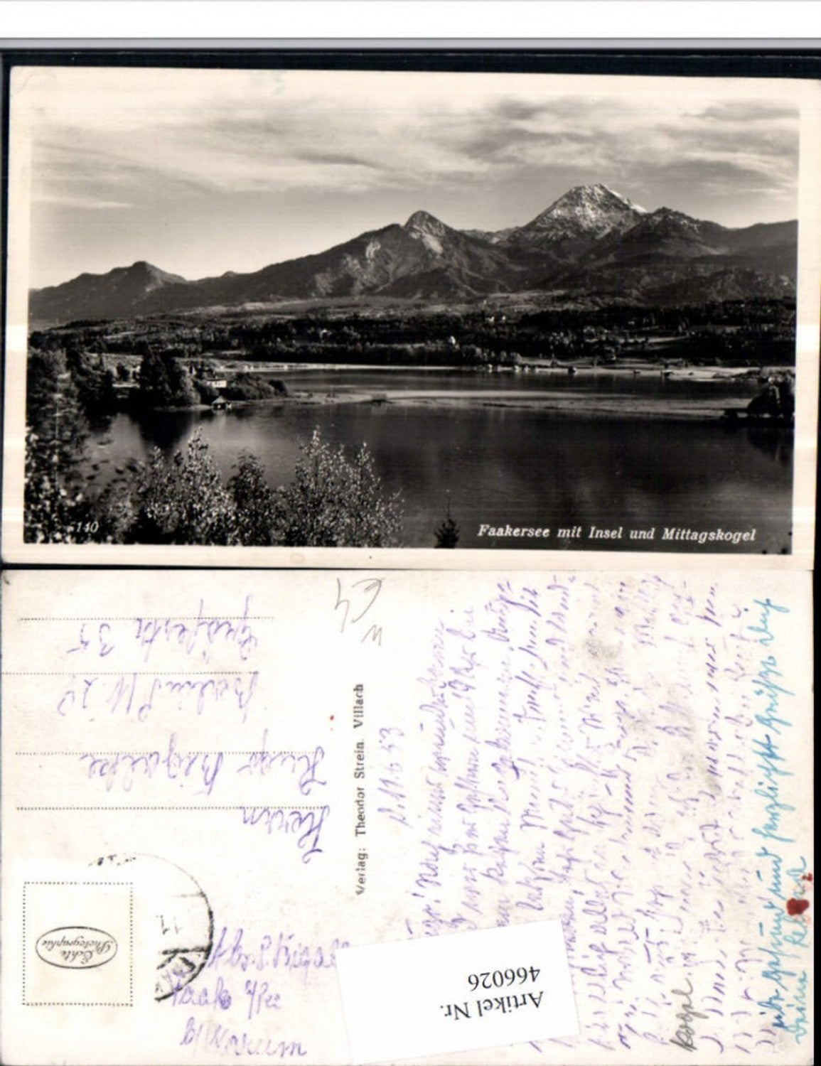 466026,Faakersee See b. Faak m. Insel u. Mittagskogel Bergkulisse